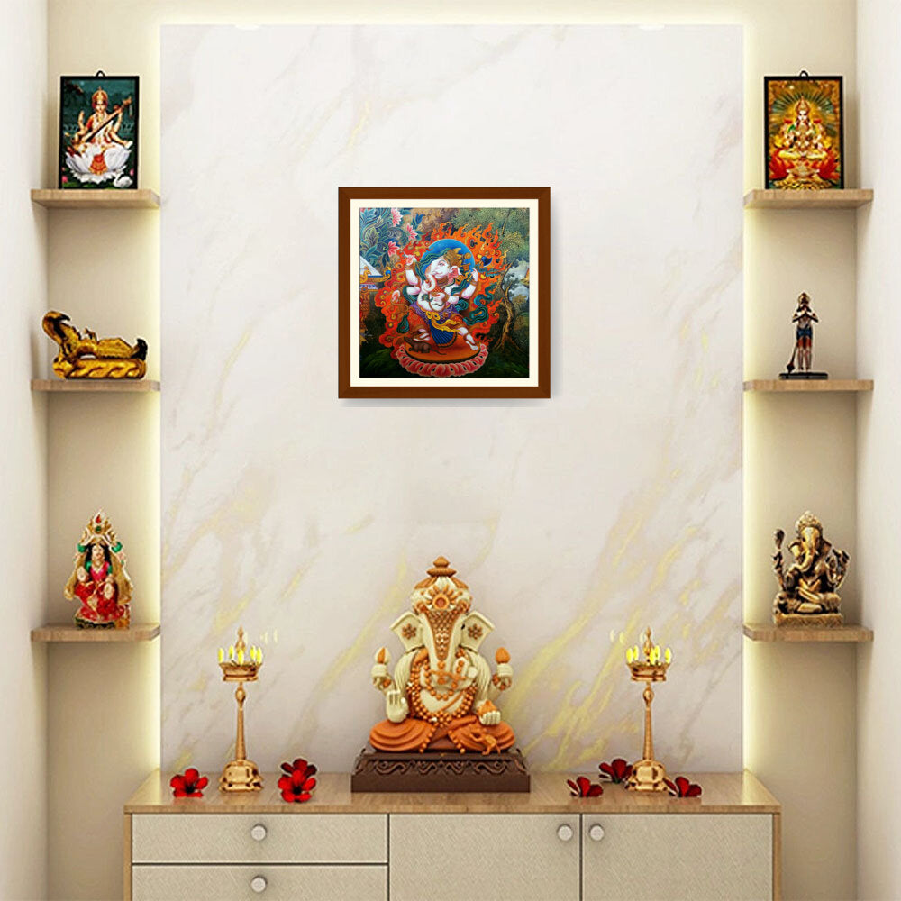 Ganesha Tibetian Thangka - WALL MOUNT FRAME