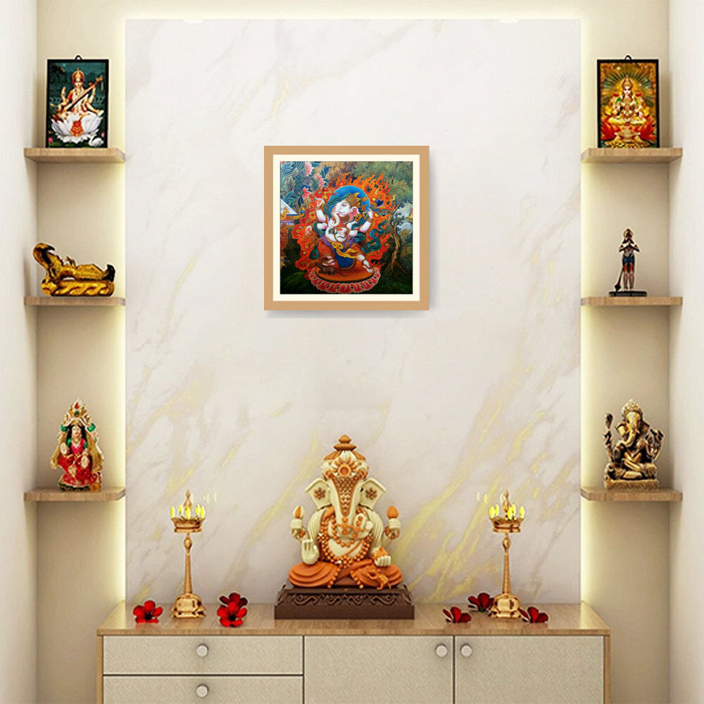 Ganesha Tibetian Thangka - WALL MOUNT FRAME