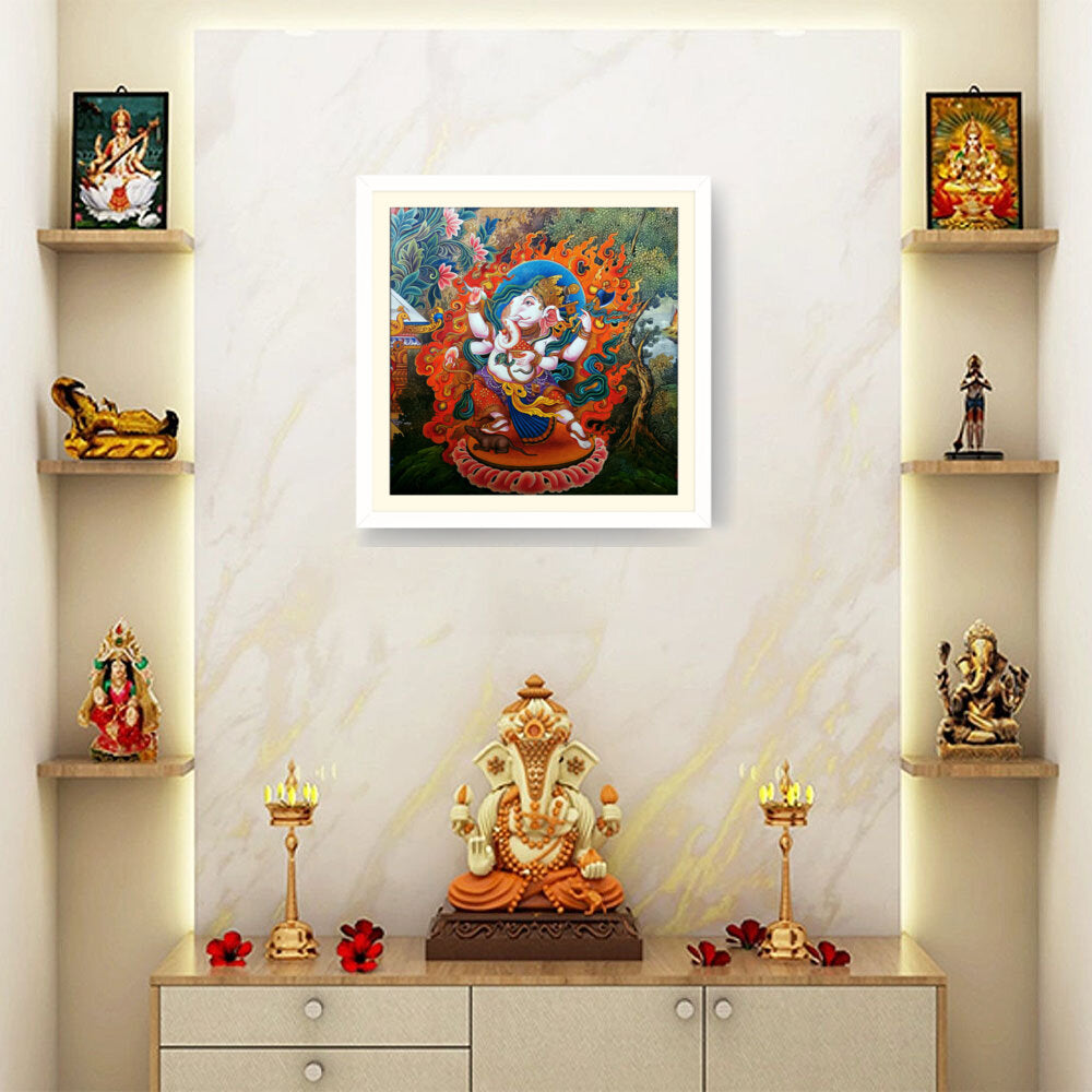 Ganesha Tibetian Thangka - WALL MOUNT FRAME