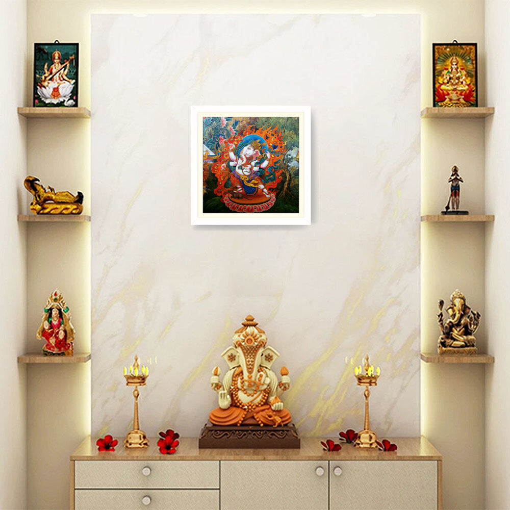 Ganesha Tibetian Thangka - WALL MOUNT FRAME