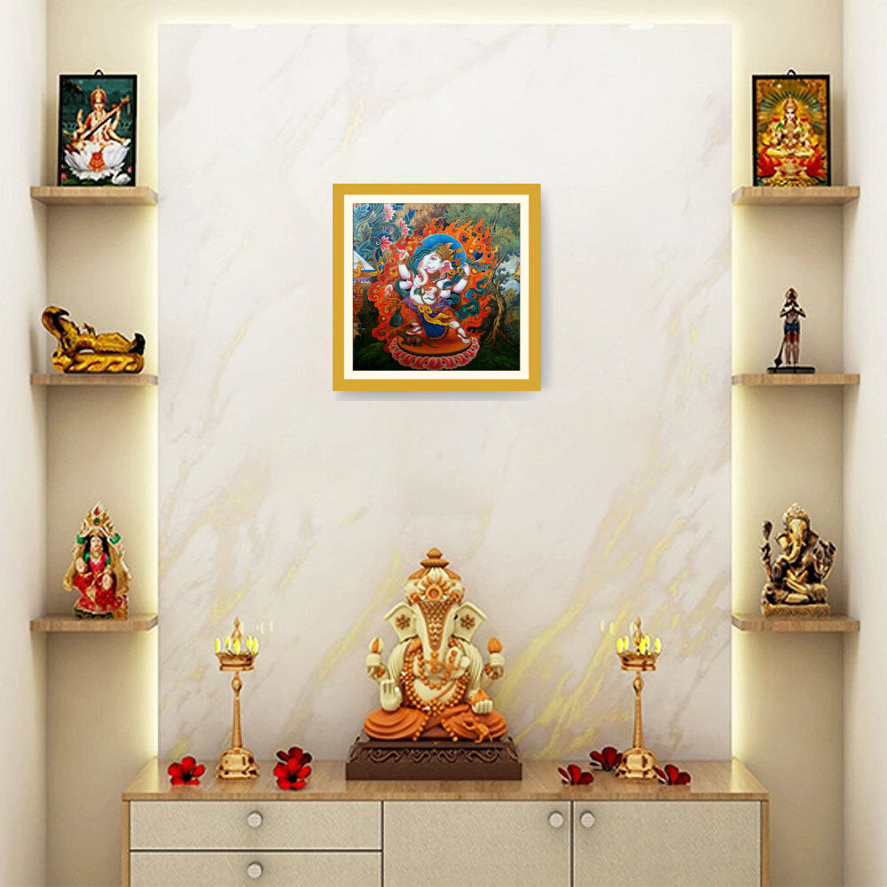 Ganesha Tibetian Thangka - WALL MOUNT FRAME