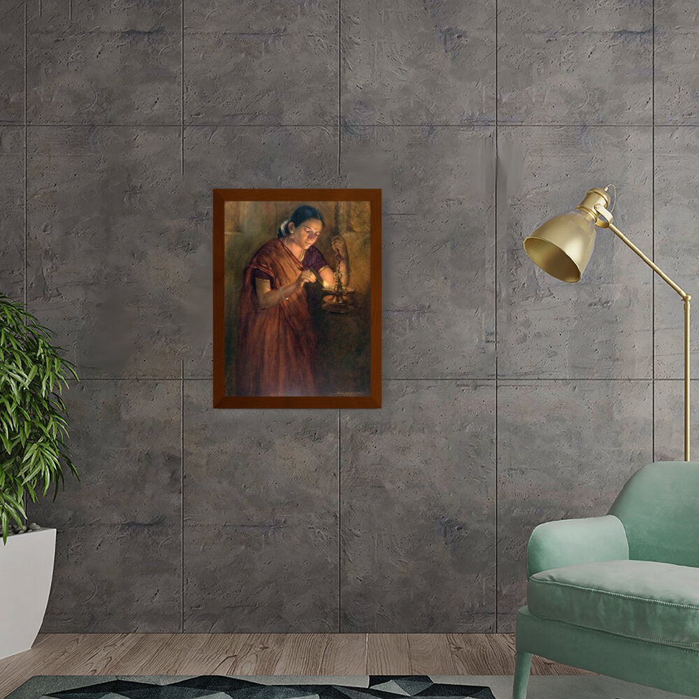 Lady With The Lamp - Framed Canvas