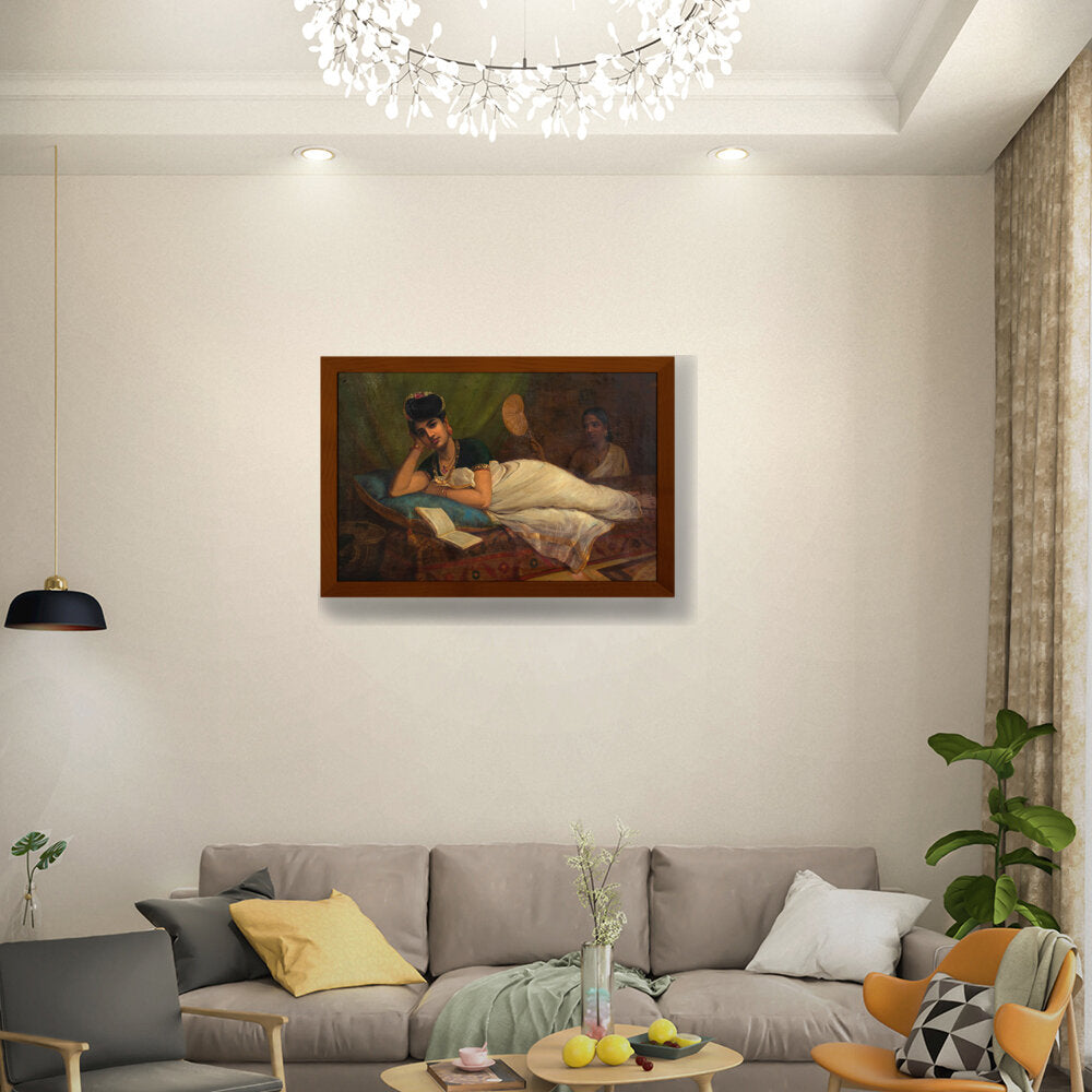 A Reclining Nair Lady - Framed Canvas