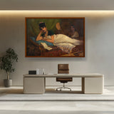 A Reclining Nair Lady - Framed Canvas