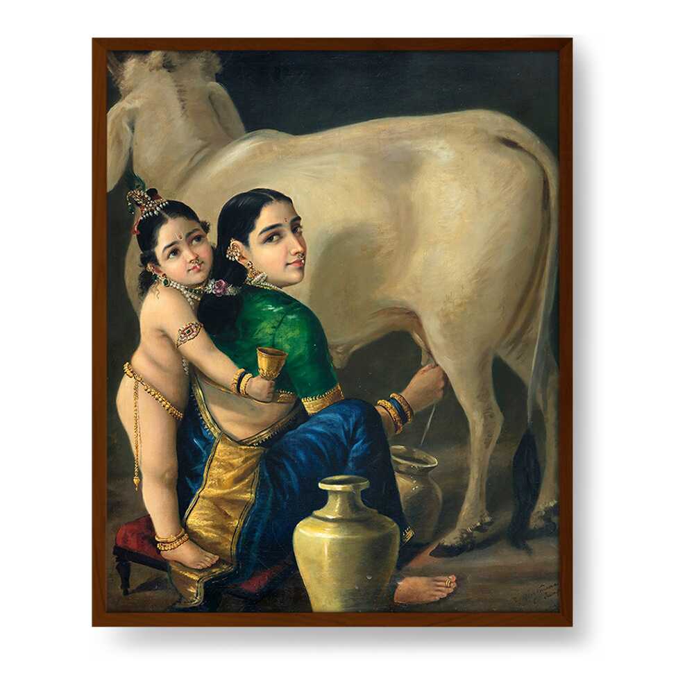 Yashoda And Krishna - Framed Canvas