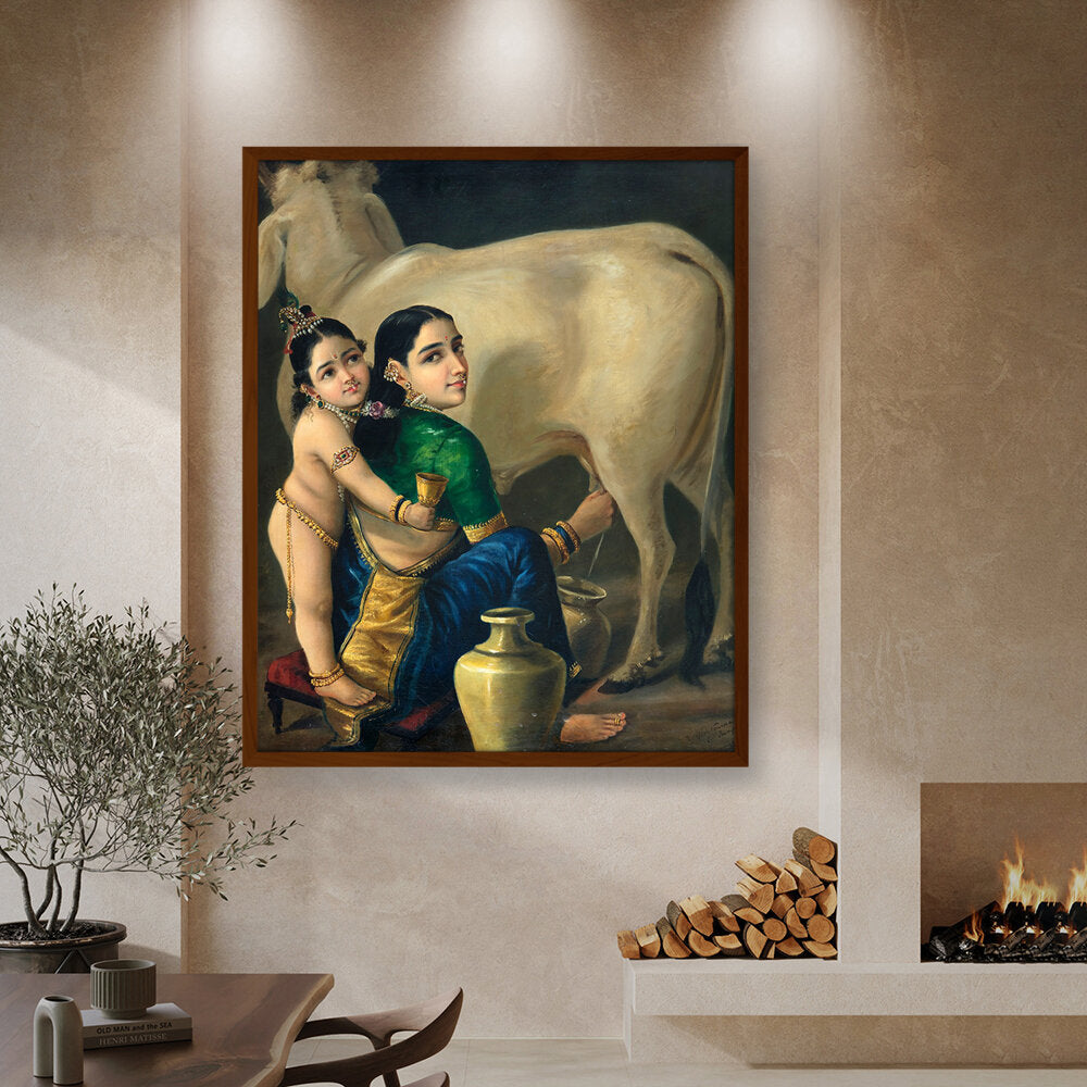 Yashoda And Krishna - Framed Canvas