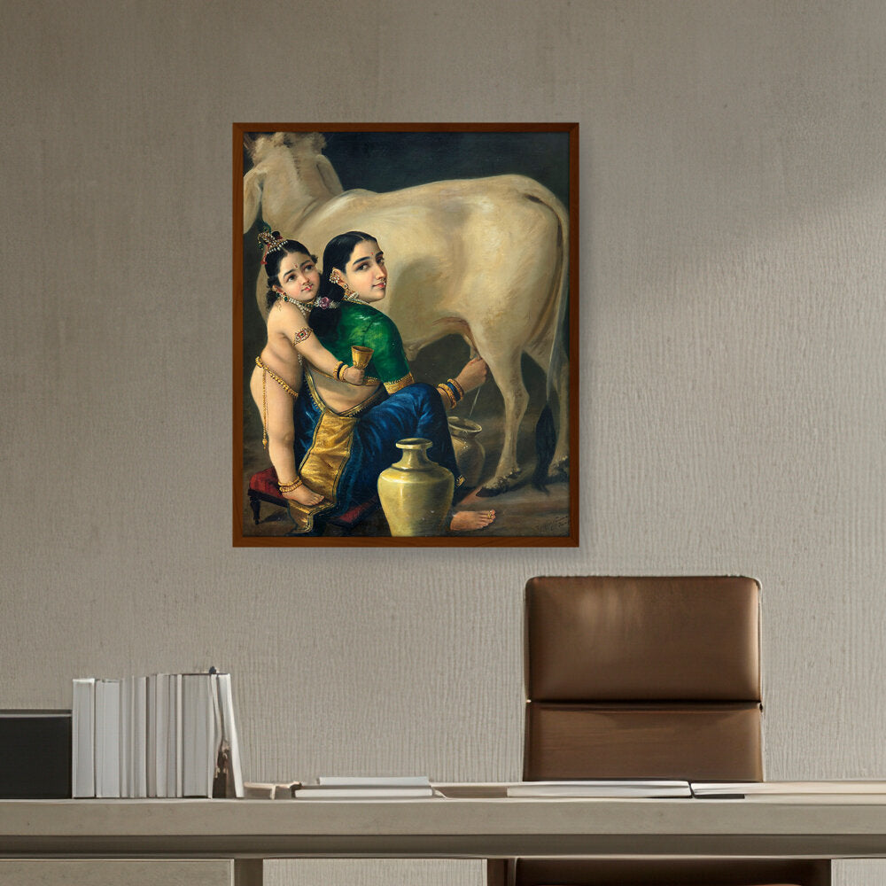 Yashoda And Krishna - Framed Canvas