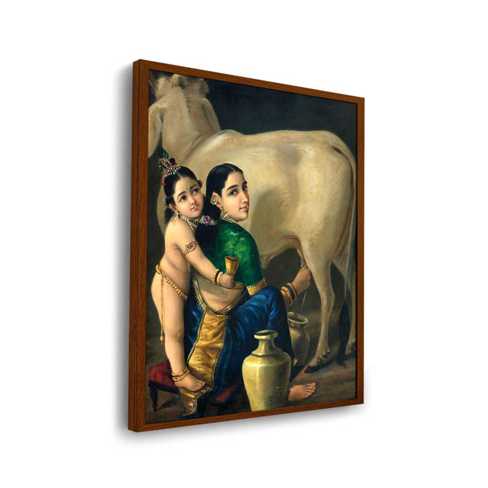 Yashoda And Krishna - Framed Canvas