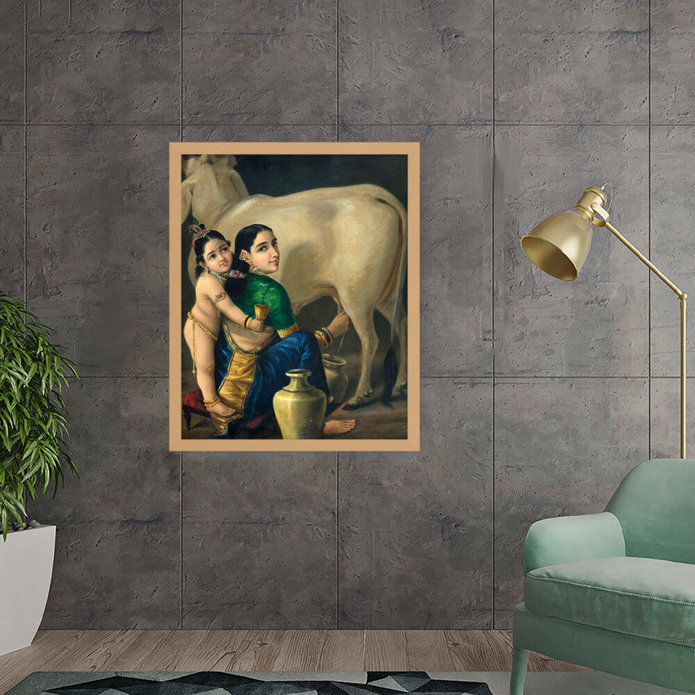 Yashoda And Krishna - Framed Canvas