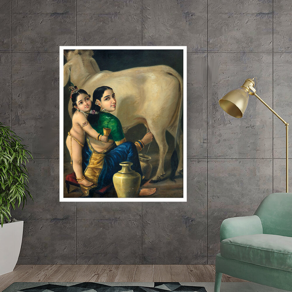 Yashoda And Krishna - Framed Canvas