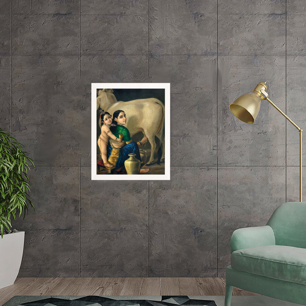 Yashoda And Krishna - Framed Canvas