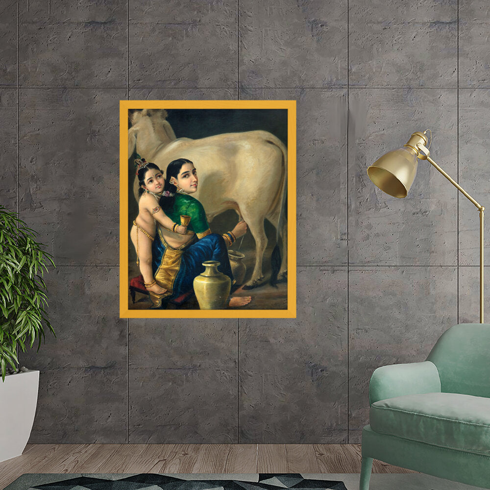 Yashoda And Krishna - Framed Canvas