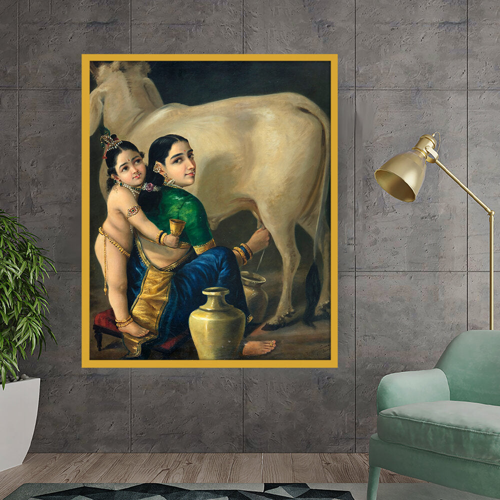 Yashoda And Krishna - Framed Canvas