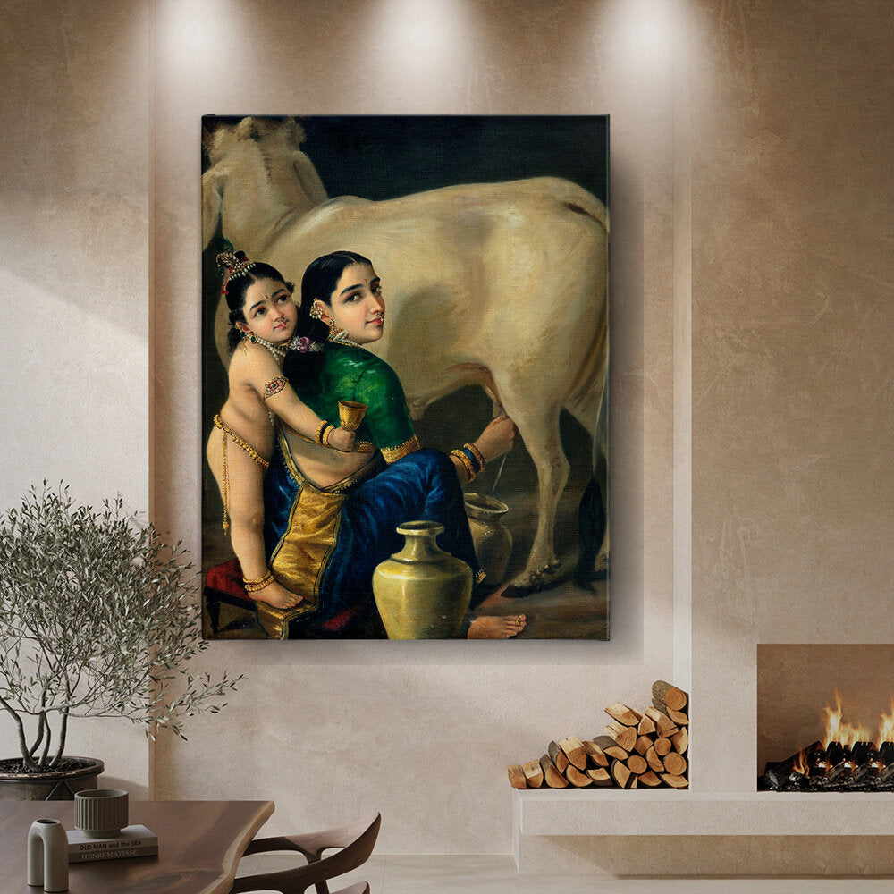 Yashoda And Krishna - Wall Canvas