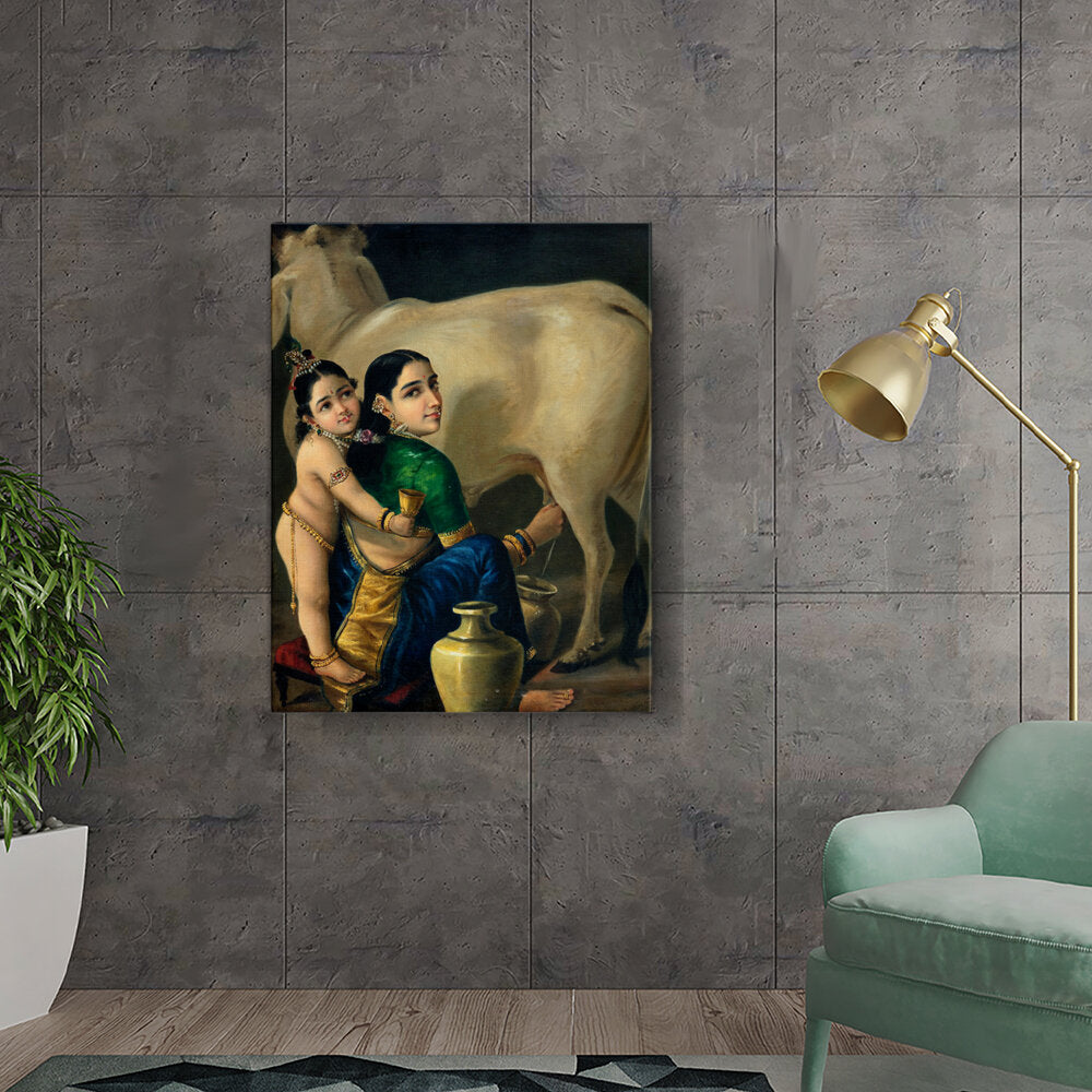 Yashoda And Krishna - Wall Canvas