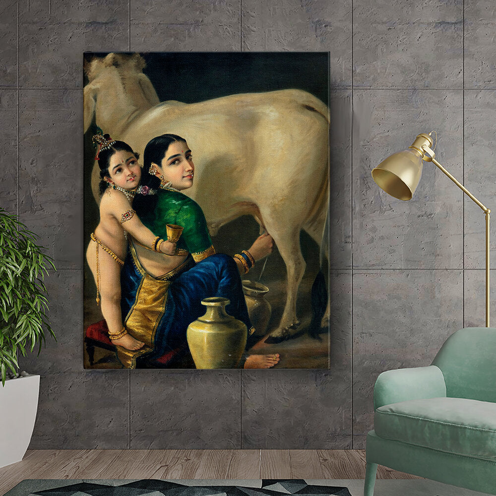 Yashoda And Krishna - Wall Canvas