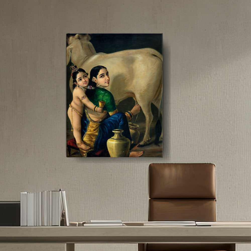 Yashoda And Krishna - Wall Canvas