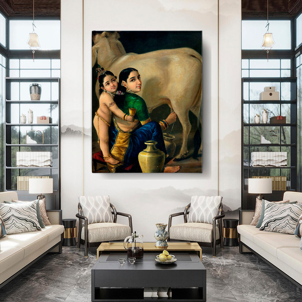 Yashoda And Krishna - Wall Canvas