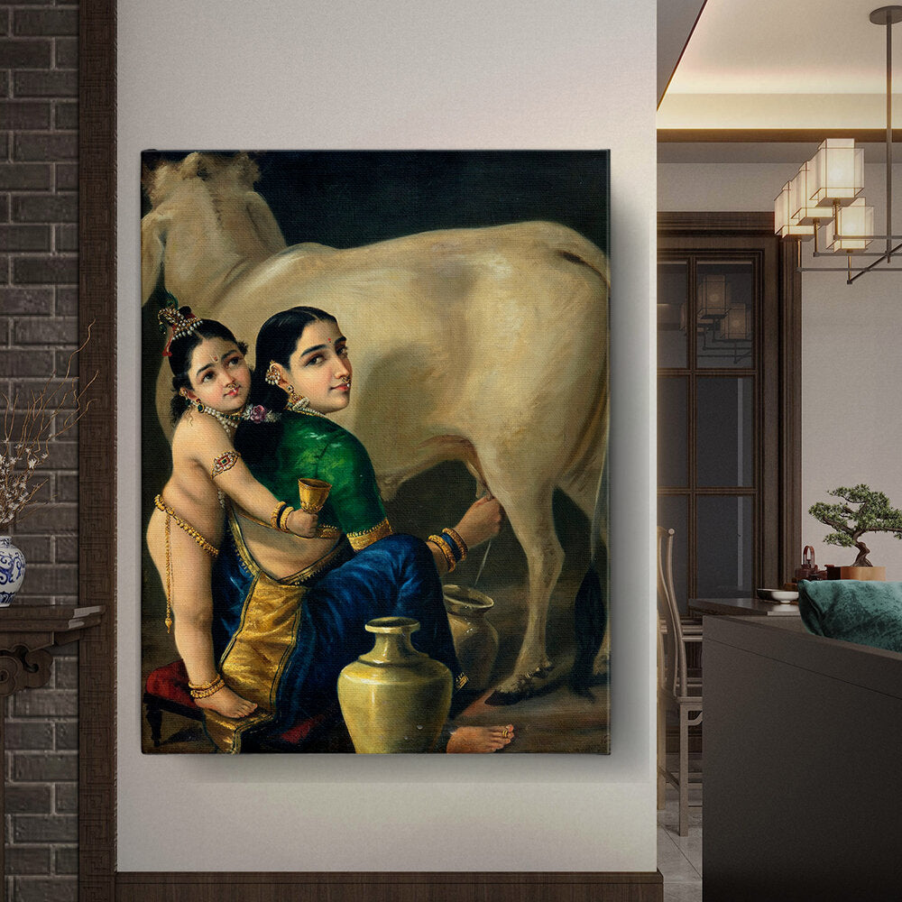 Yashoda And Krishna - Wall Canvas