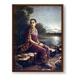 Radha By The Moonlight - Framed Canvas