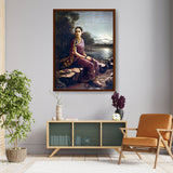 Radha By The Moonlight - Framed Canvas