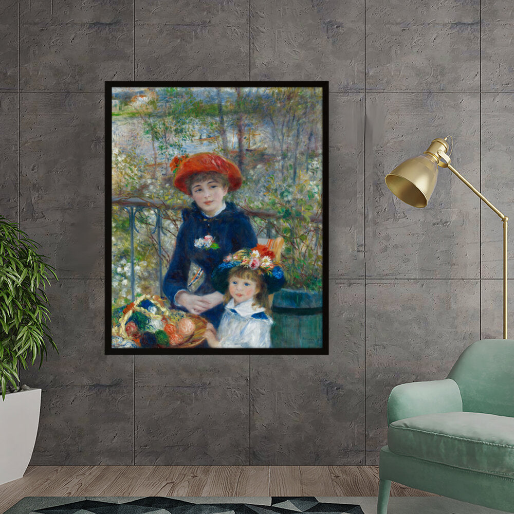 Two Sisters On The Terrace - Framed Canvas