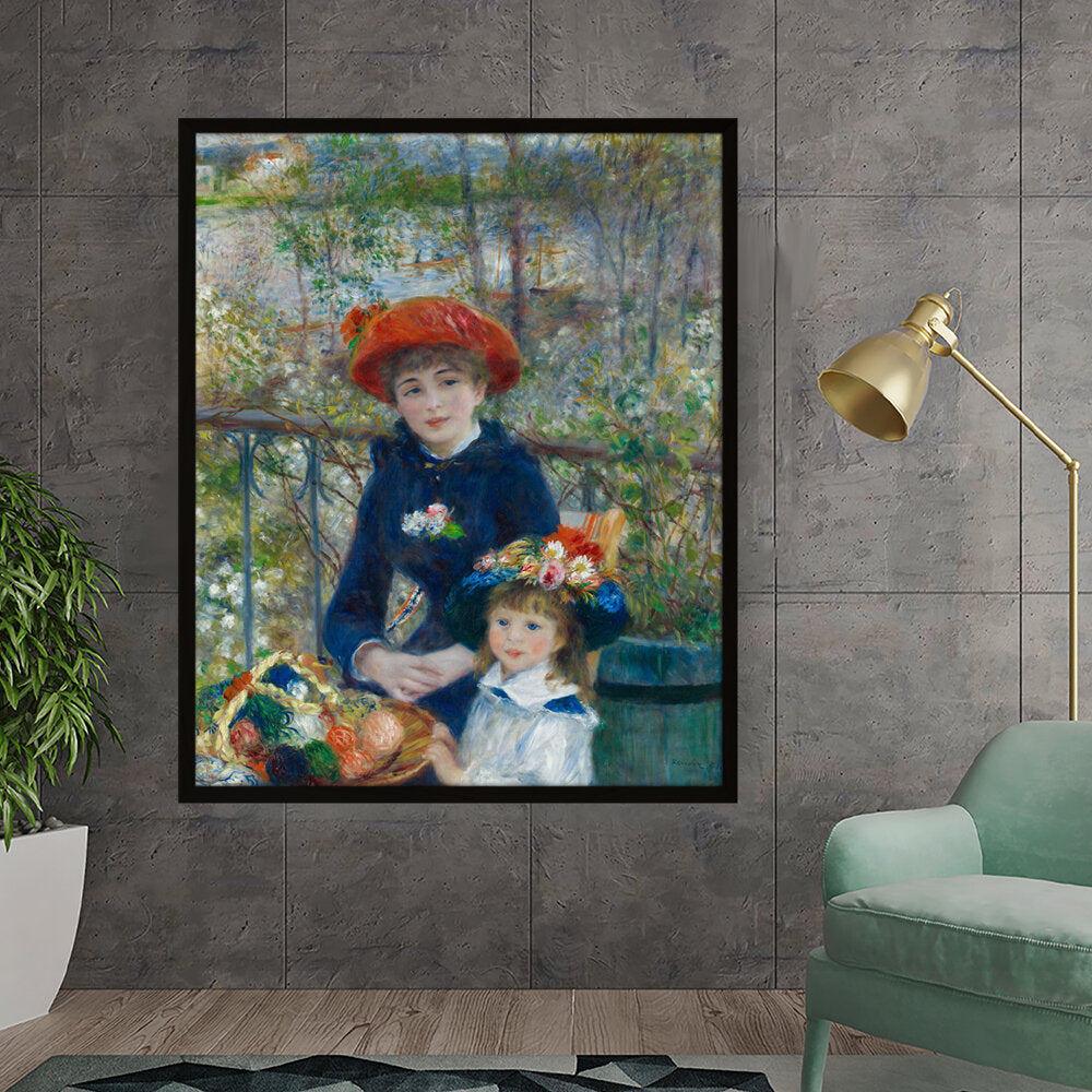 Two Sisters On The Terrace - Framed Canvas