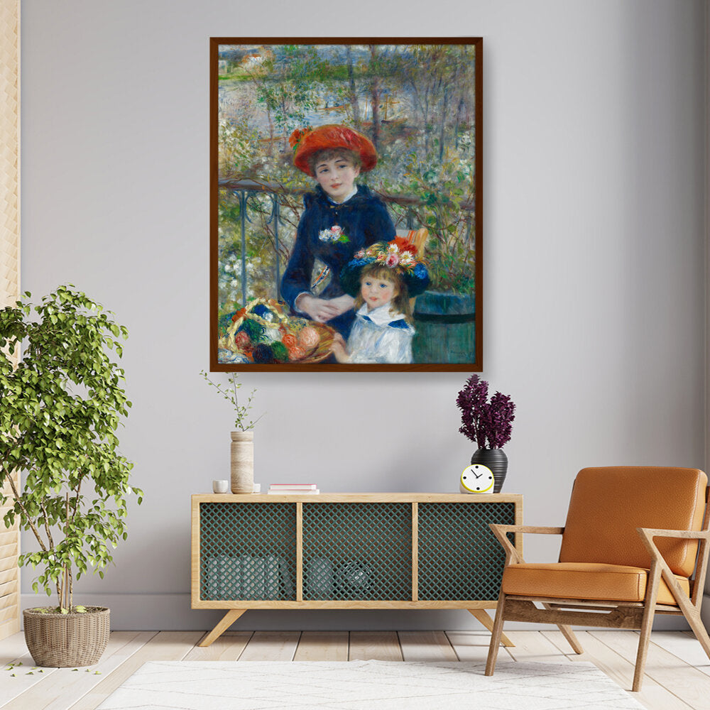 Two Sisters On The Terrace - Framed Canvas