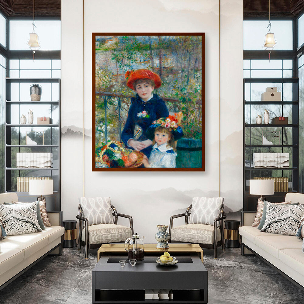 Two Sisters On The Terrace - Framed Canvas