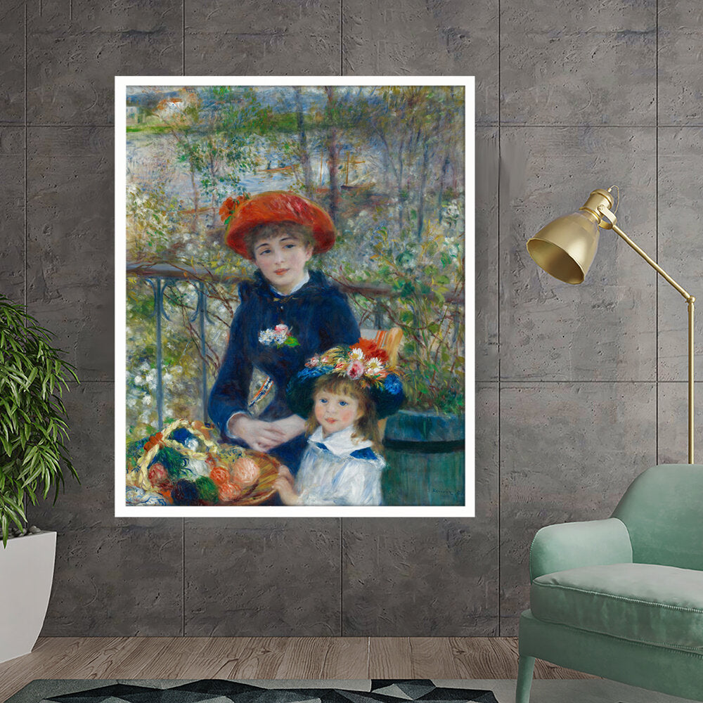 Two Sisters On The Terrace - Framed Canvas