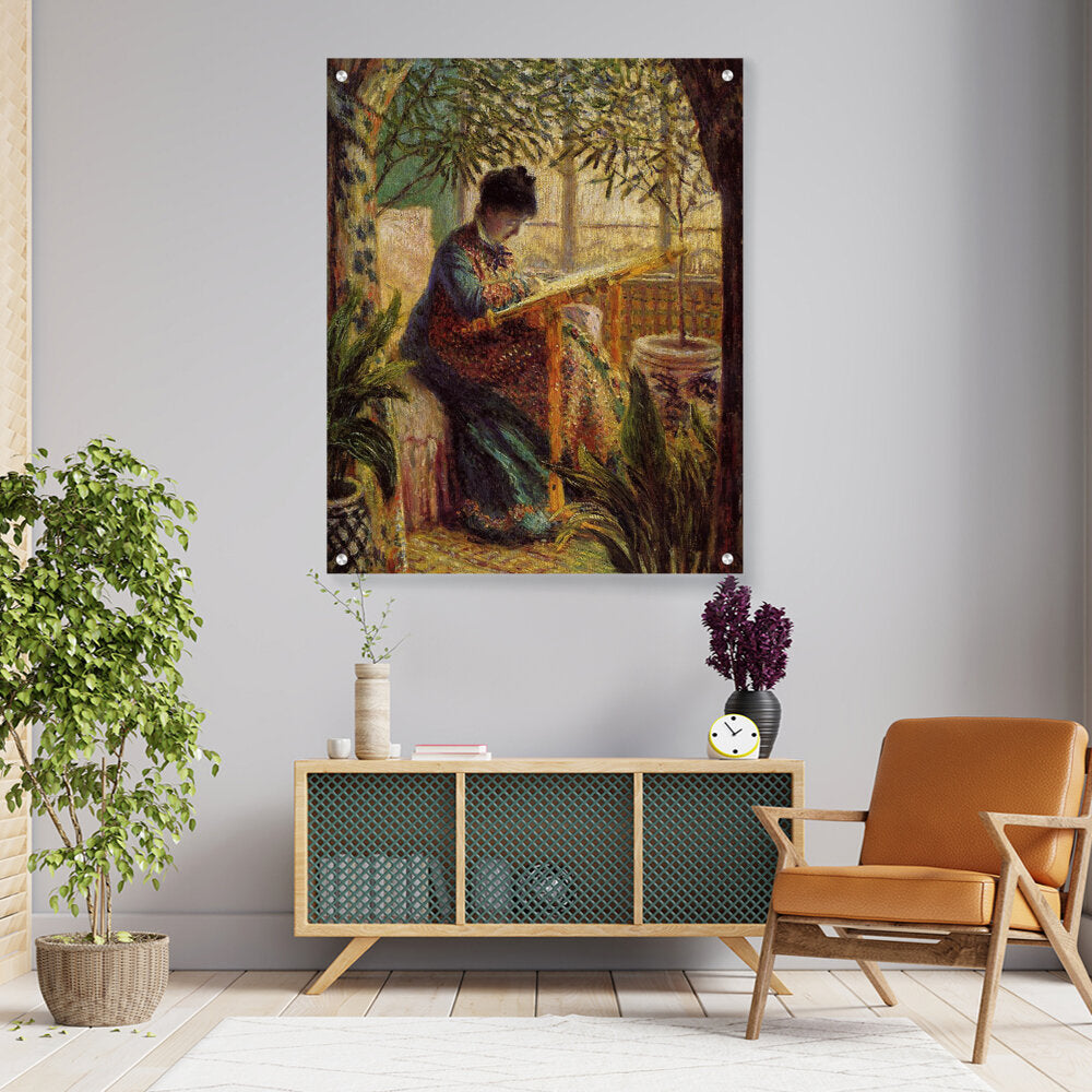 Madame Monet Embroidering - Acrylic Wall Photo