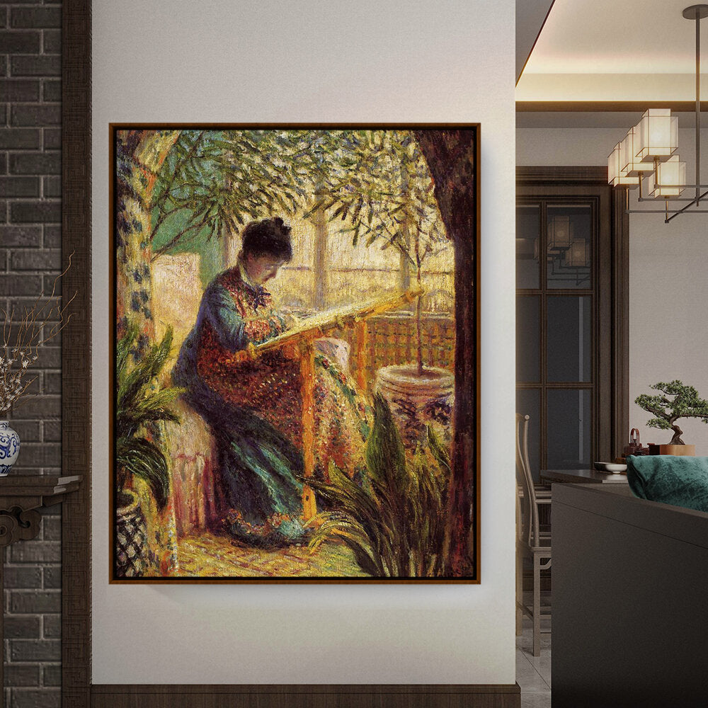 Madame Monet Embroidering - FLOATING FRAME