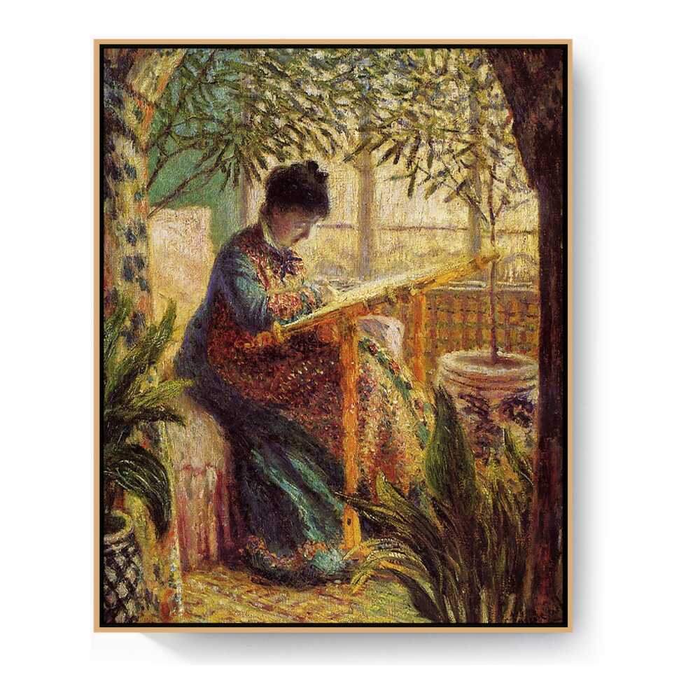 Madame Monet Embroidering - FLOATING FRAME