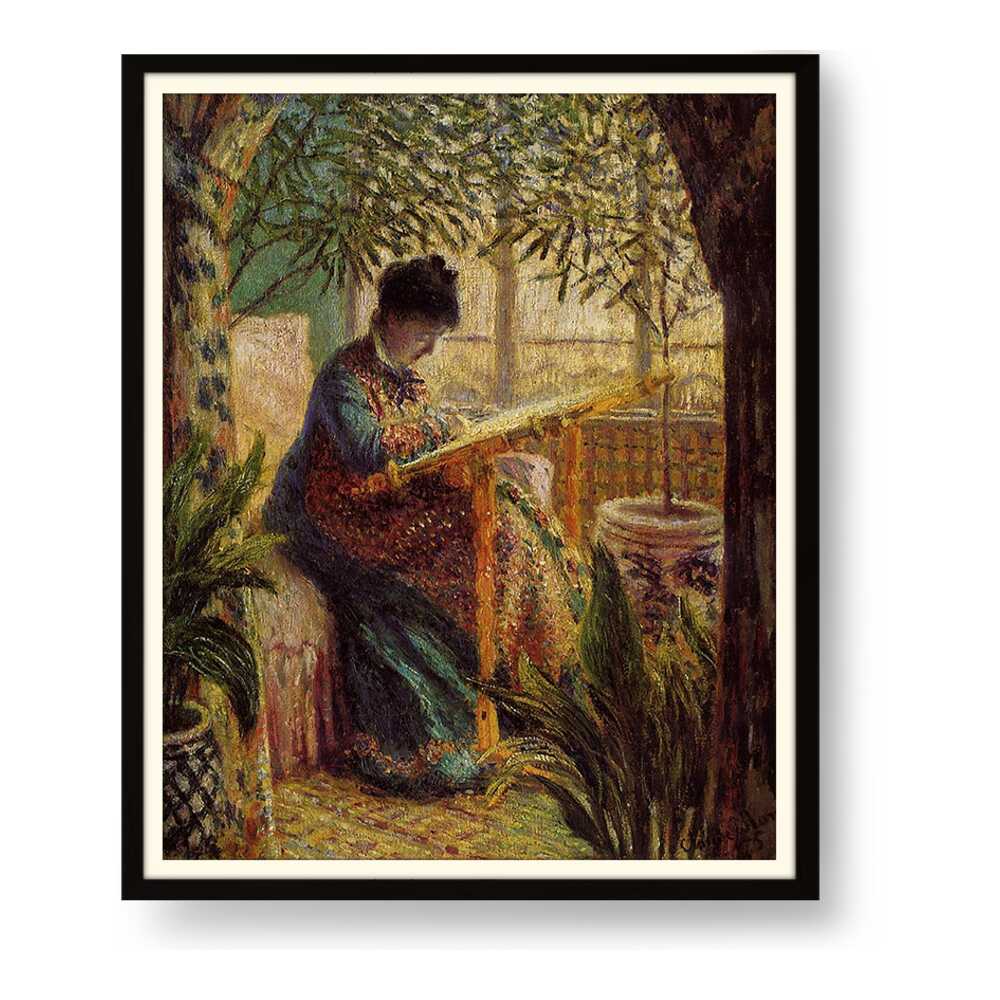 Madame Monet Embroidering - WALL MOUNT FRAME