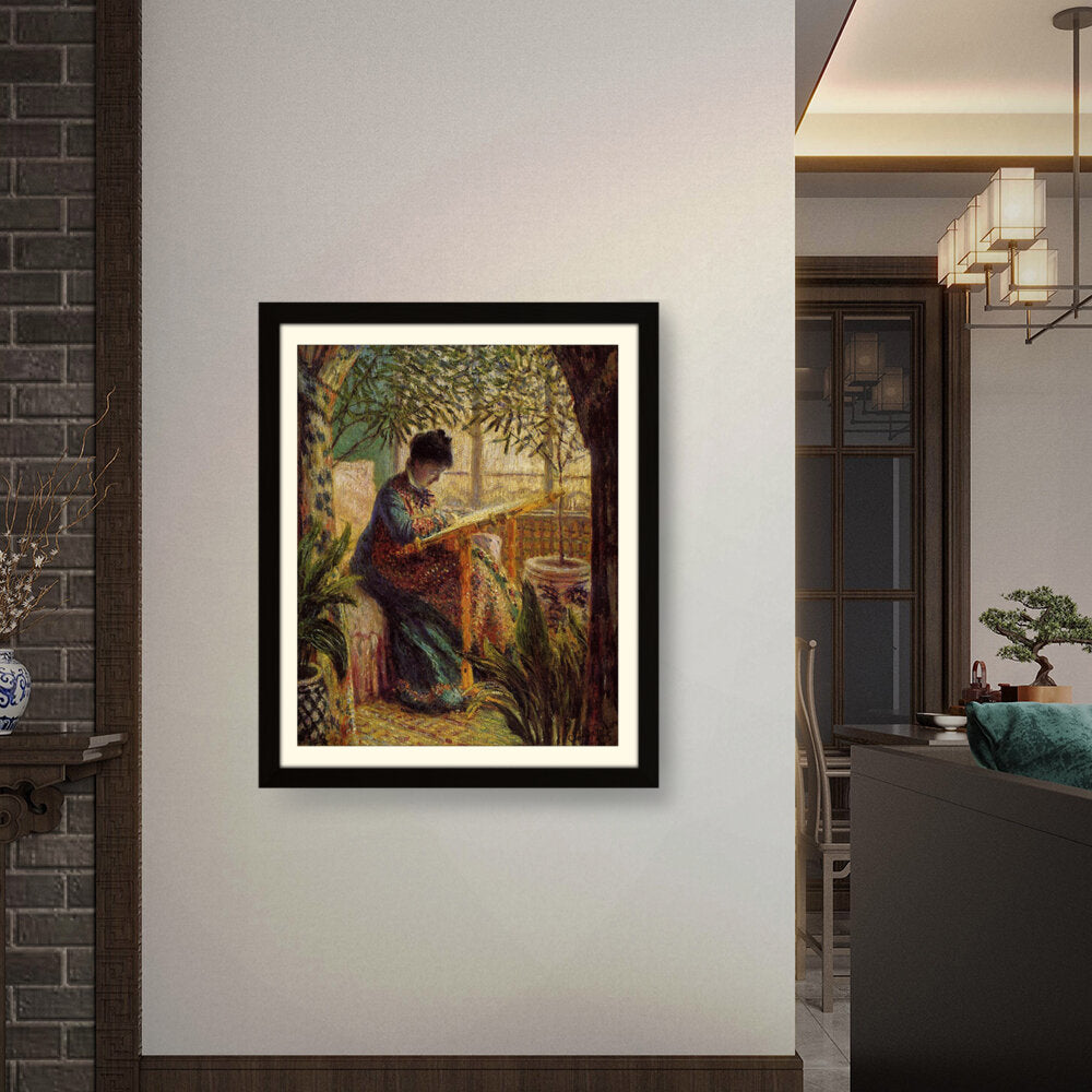 Madame Monet Embroidering - WALL MOUNT FRAME