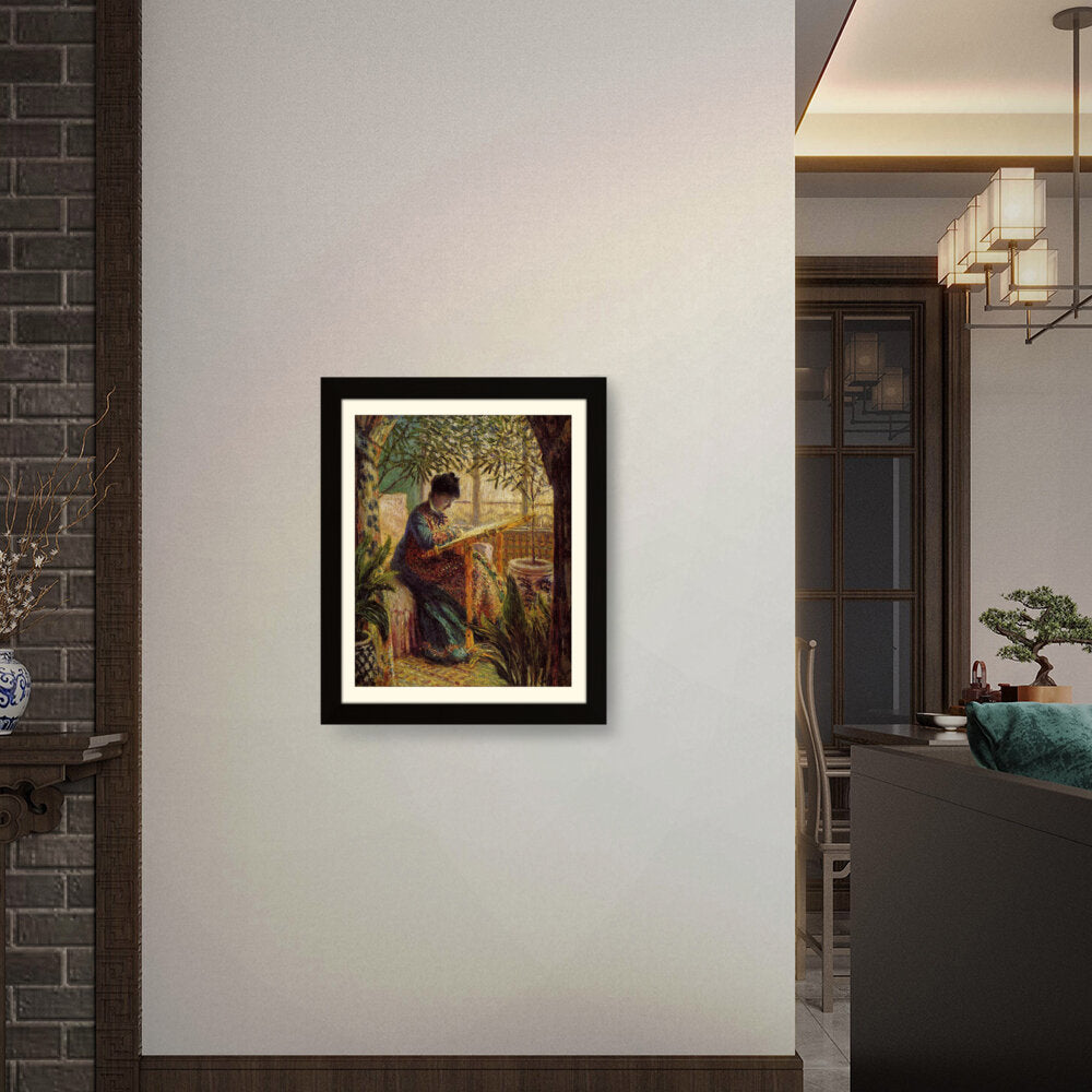 Madame Monet Embroidering - WALL MOUNT FRAME