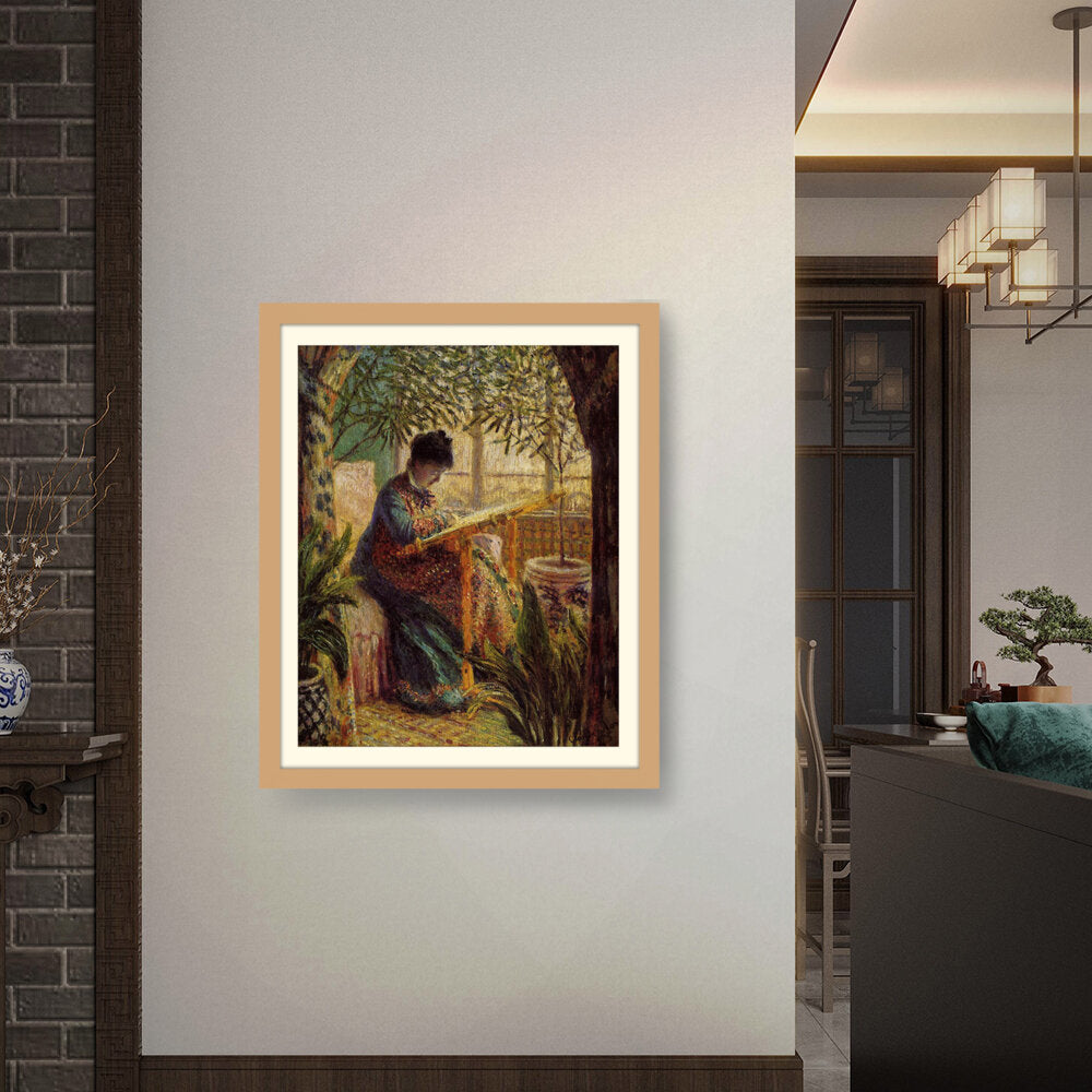 Madame Monet Embroidering - WALL MOUNT FRAME