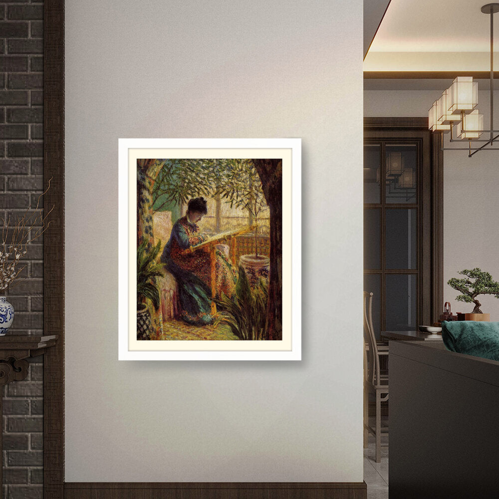 Madame Monet Embroidering - WALL MOUNT FRAME