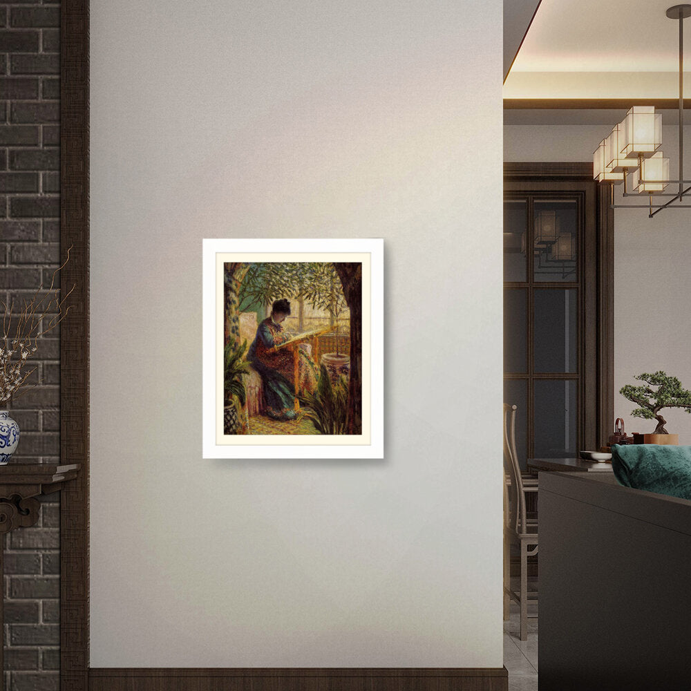 Madame Monet Embroidering - WALL MOUNT FRAME