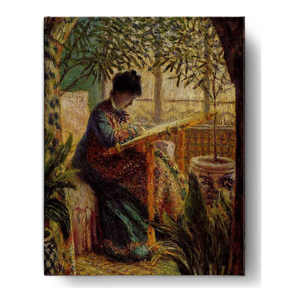 Madame Monet Embroidering - Wall Canvas