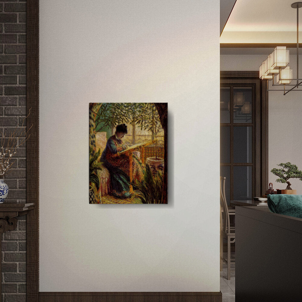 Madame Monet Embroidering - Wall Canvas