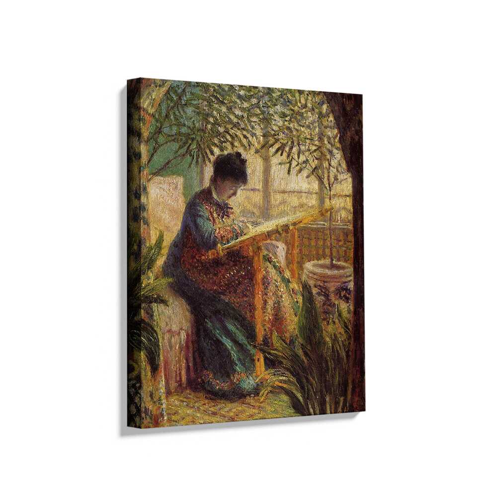 Madame Monet Embroidering - Wall Canvas