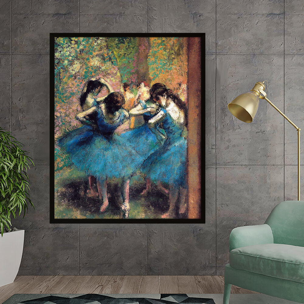 Dancers In Blue - Framed Canvas