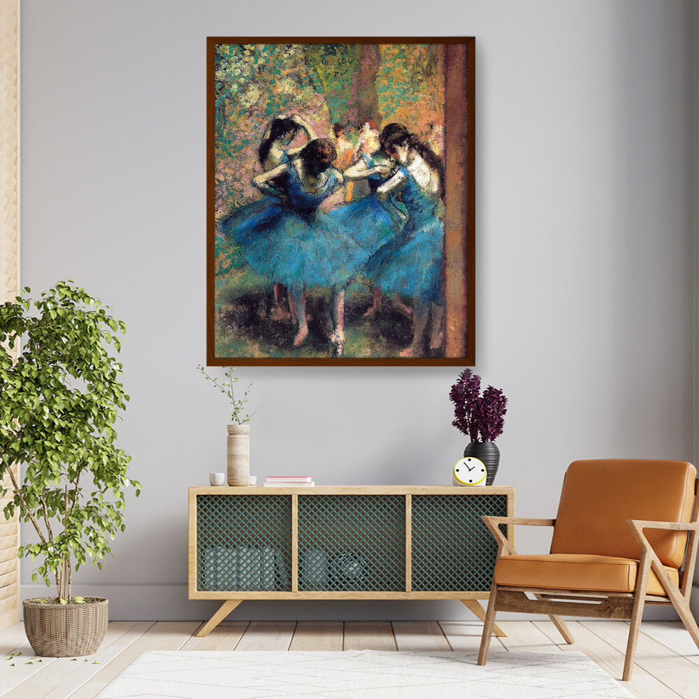 Dancers In Blue - Framed Canvas