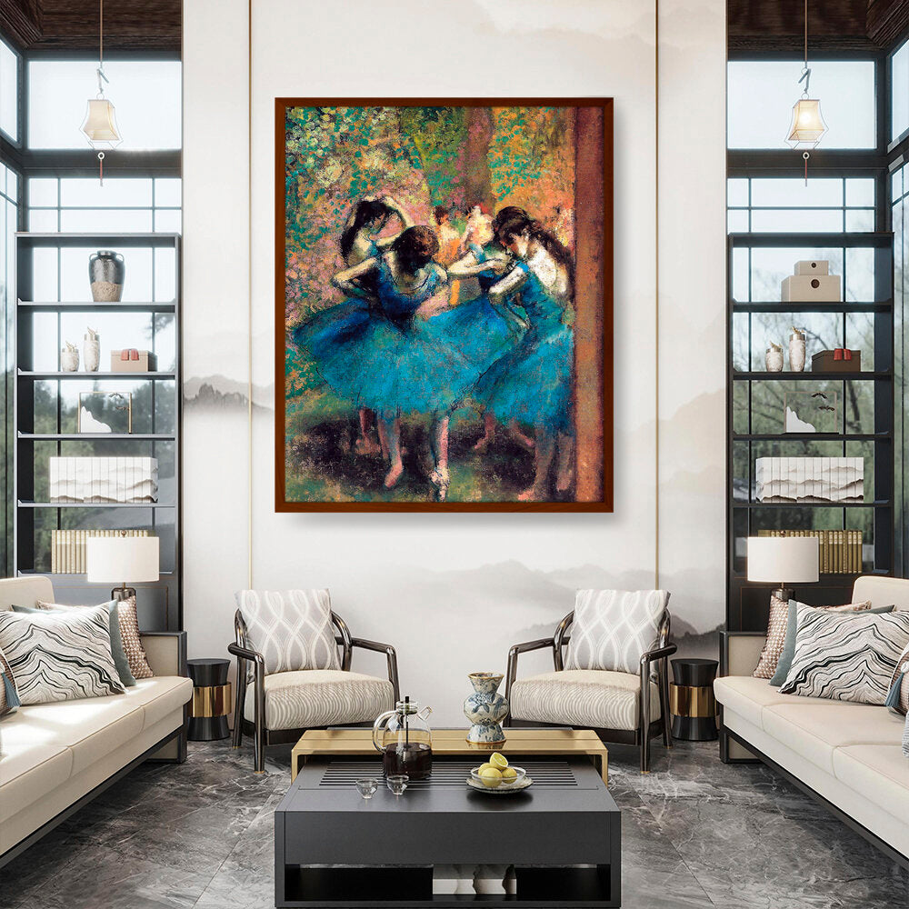 Dancers In Blue - Framed Canvas