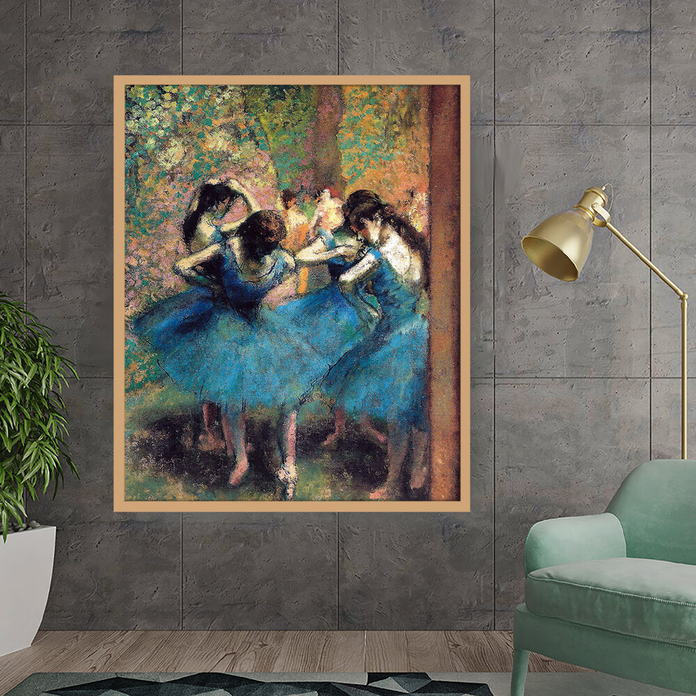 Dancers In Blue - Framed Canvas