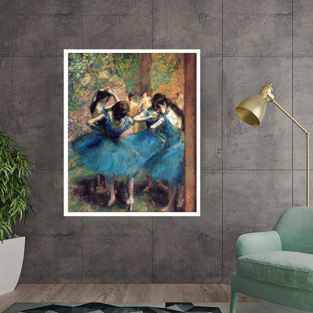 Dancers In Blue - Framed Canvas