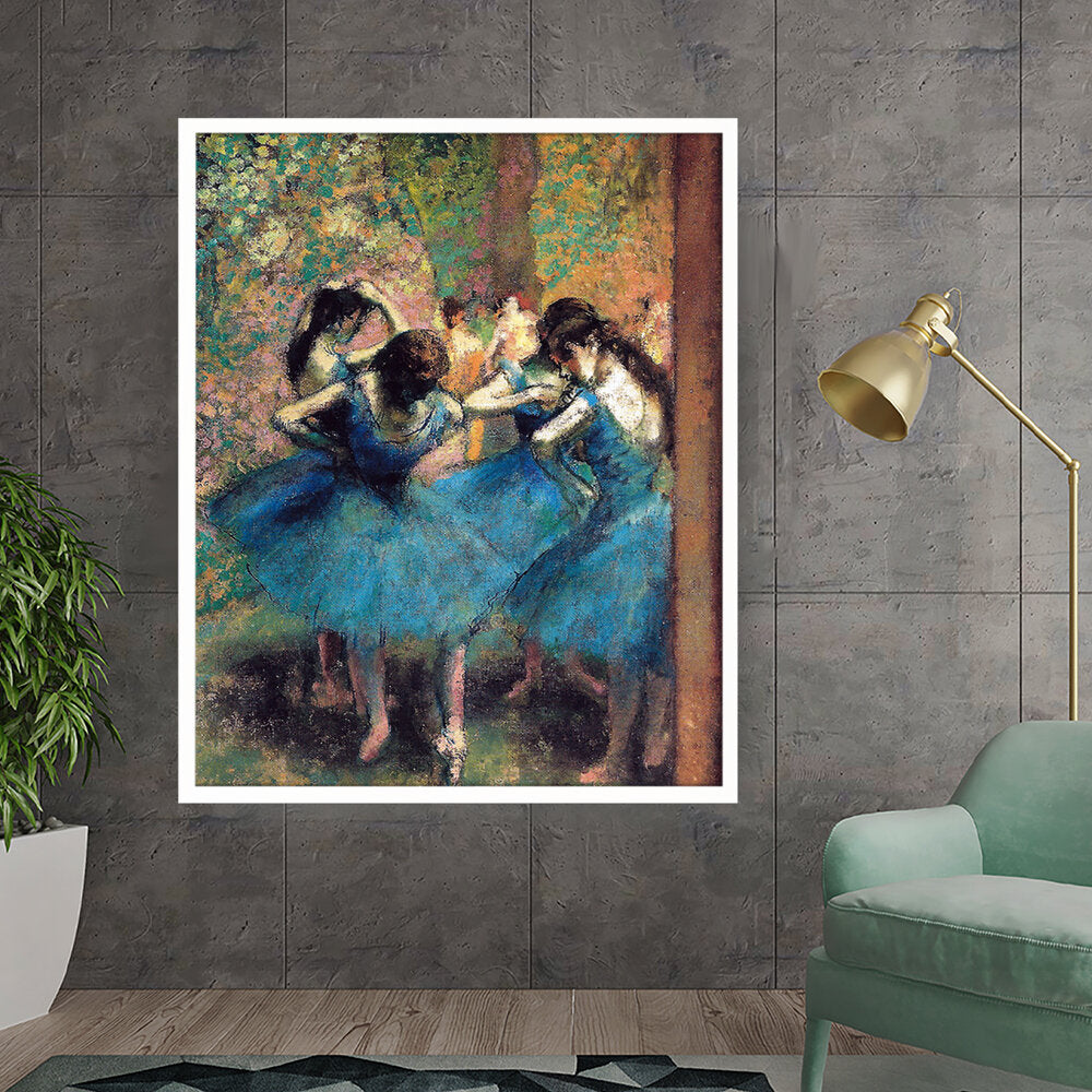 Dancers In Blue - Framed Canvas