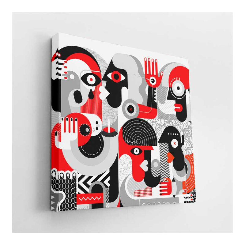Picasoul - Picasoul Curated - Faces In Red And Black - Wall Decor