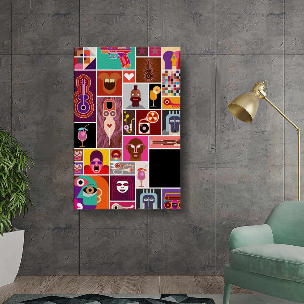 Colorful Collage Of Faces And Objects